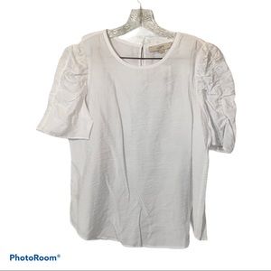 Loft white ruched top size Medium